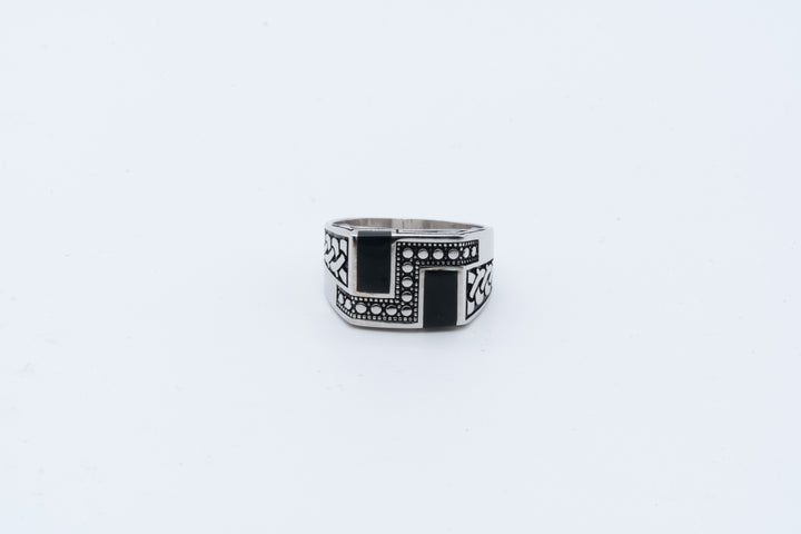 Men's Black Enamel Celtic Knot Ring
