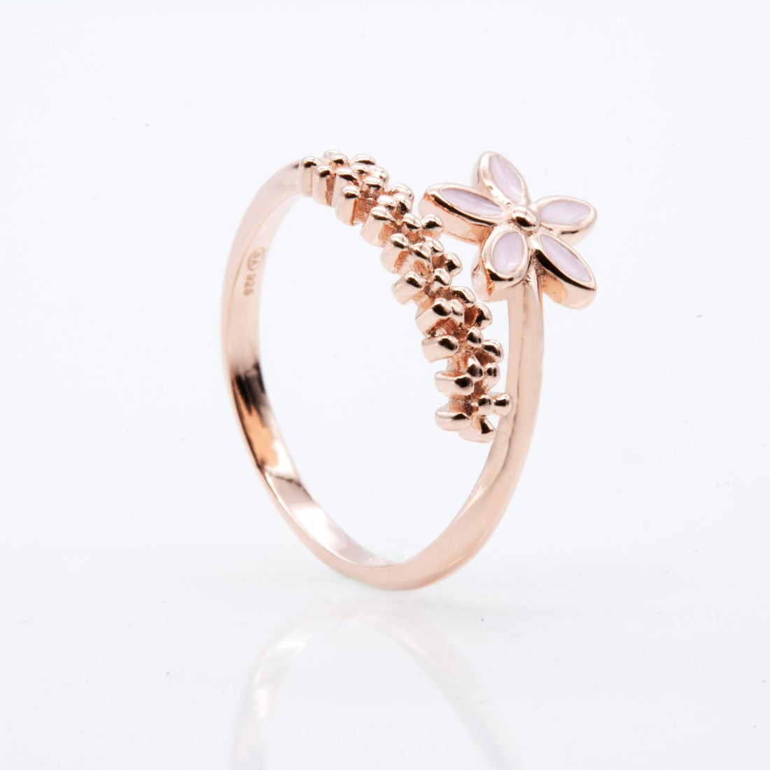 Rose Gold Blossom Enamel Flower Ring