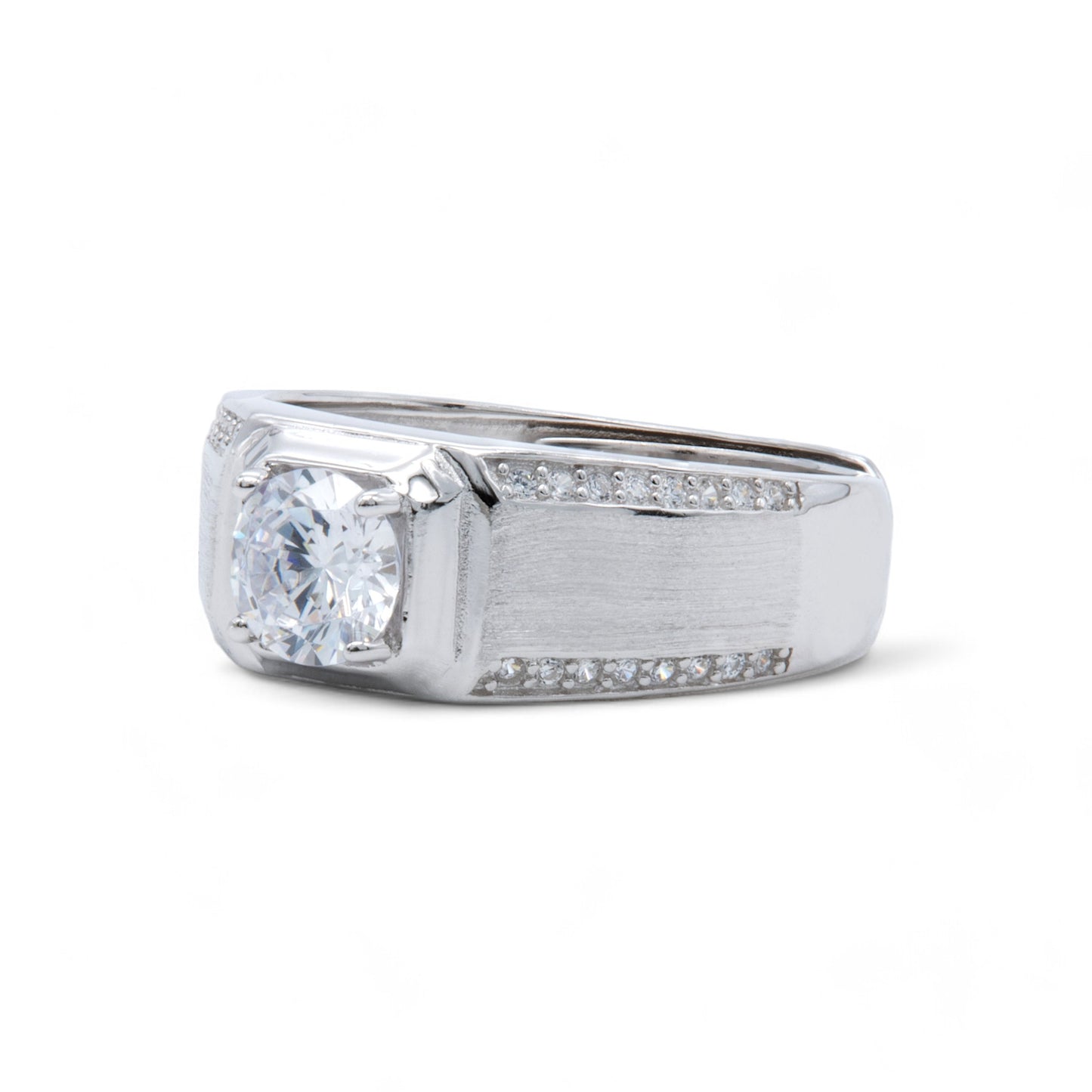 Men's Brushed Finish Zircon Ring