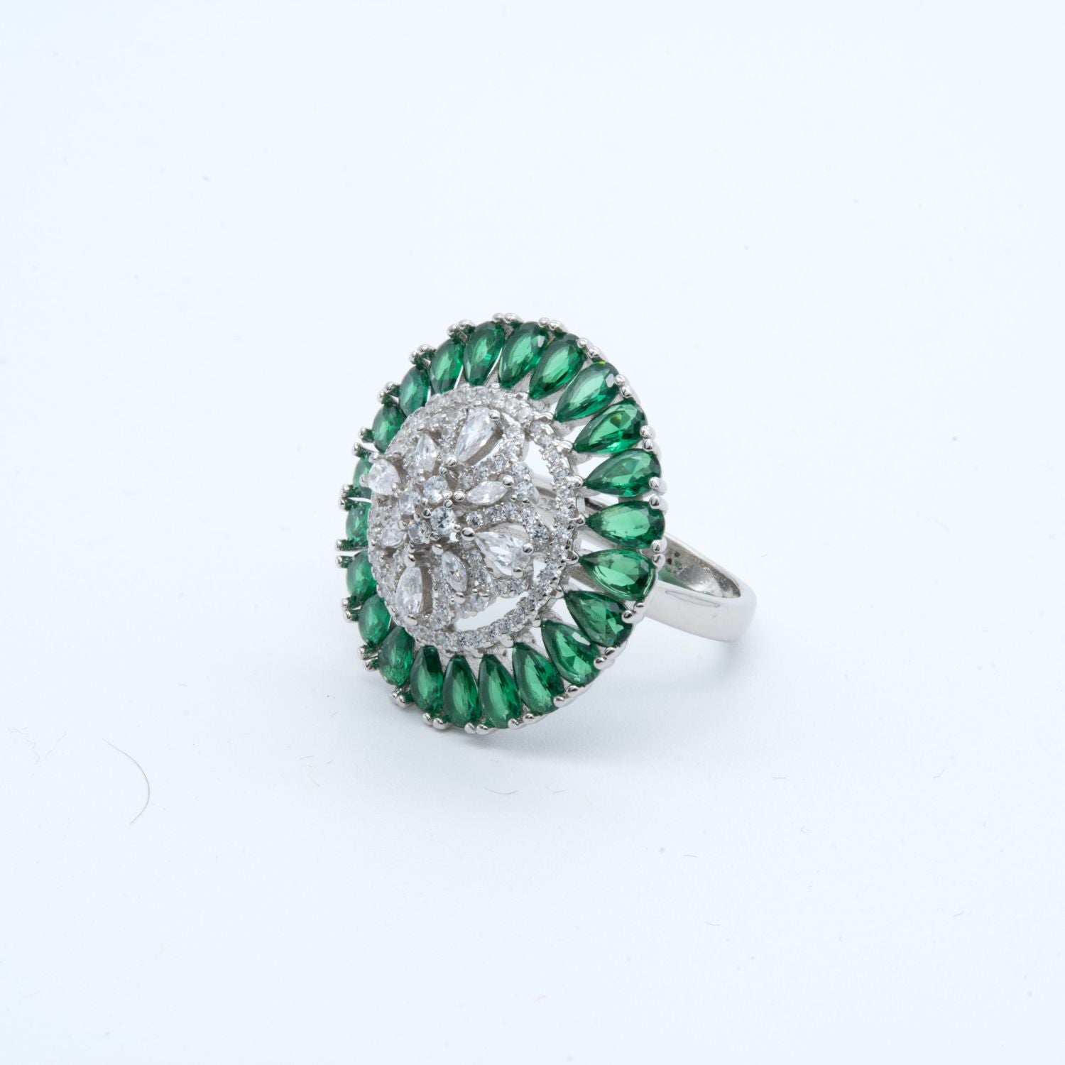 Emerald Radiance Halo Ring