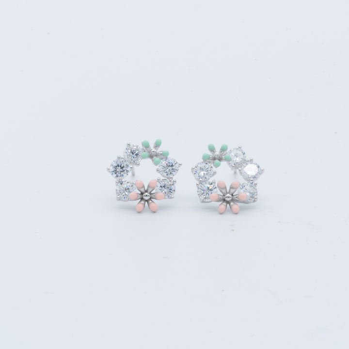 Floral Delight CZ Stud Earrings