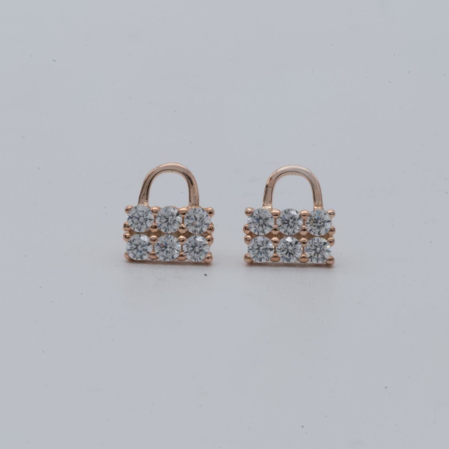 Tiny Padlock Silver Stud Earrings
