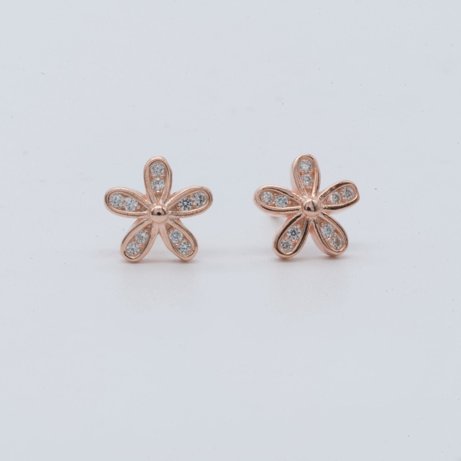 Tiny Floral Silver Stud Earrings