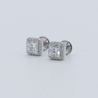 Square Halo Stud Earrings