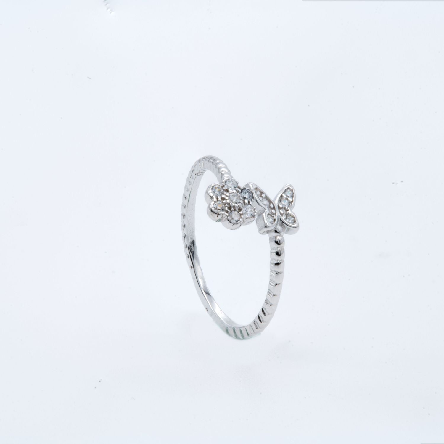Butterfly and Blossom Open Ring