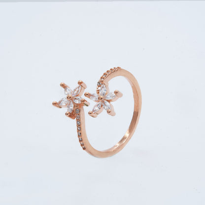 Double Blossom Marquise Ring