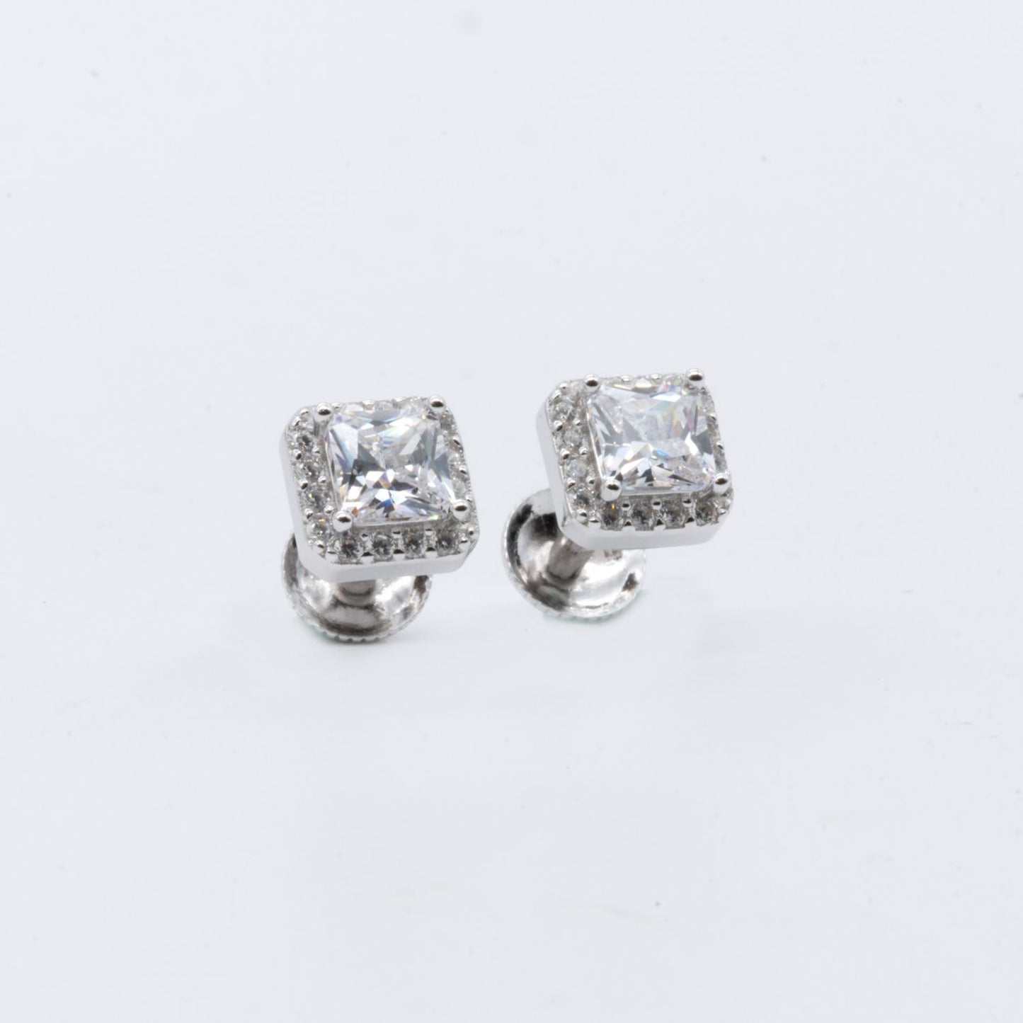 Square Halo Stud Earrings