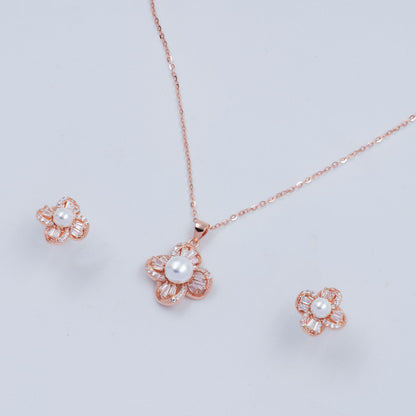 Blossom Pearl Pendant Necklace Set