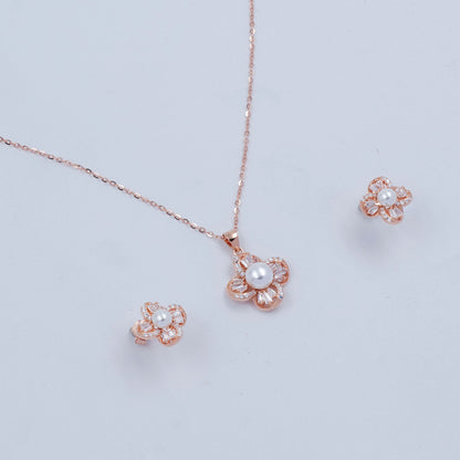 Blossom Pearl Pendant Necklace Set