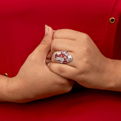 Pink Gemstone Cluster Ring