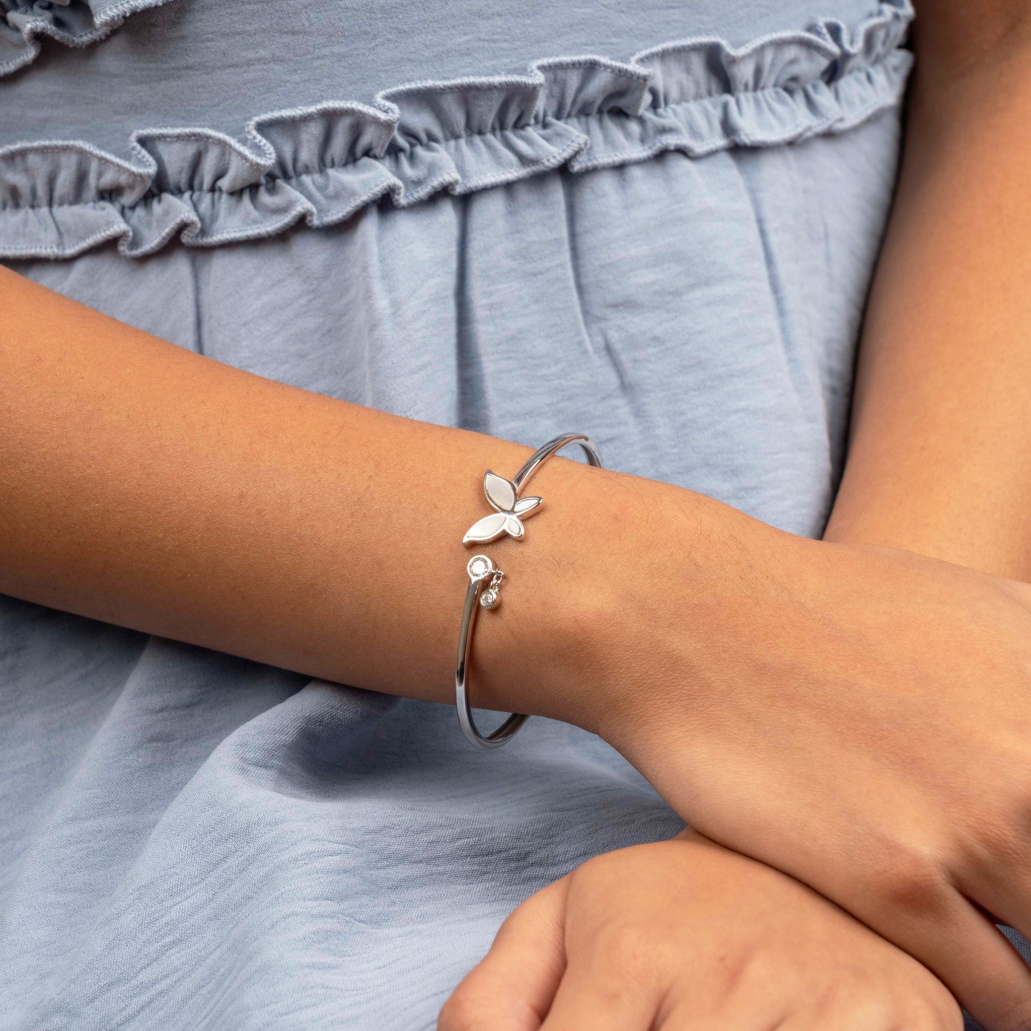 Butterfly Charm Open Bangle