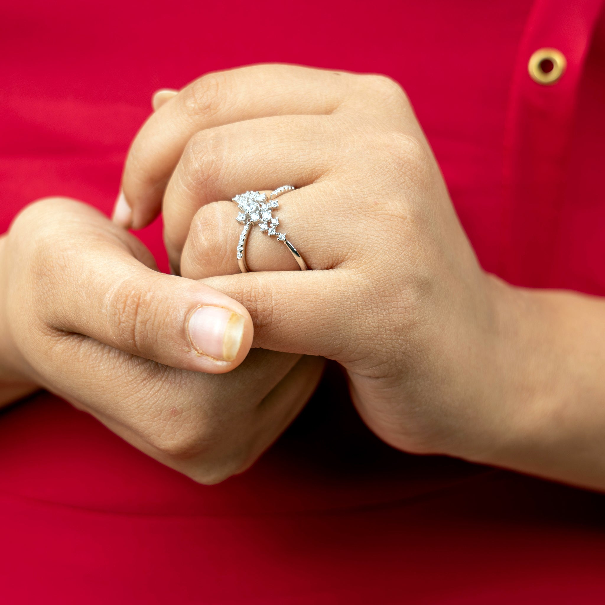 White Zircon Criss-Cross Ring
