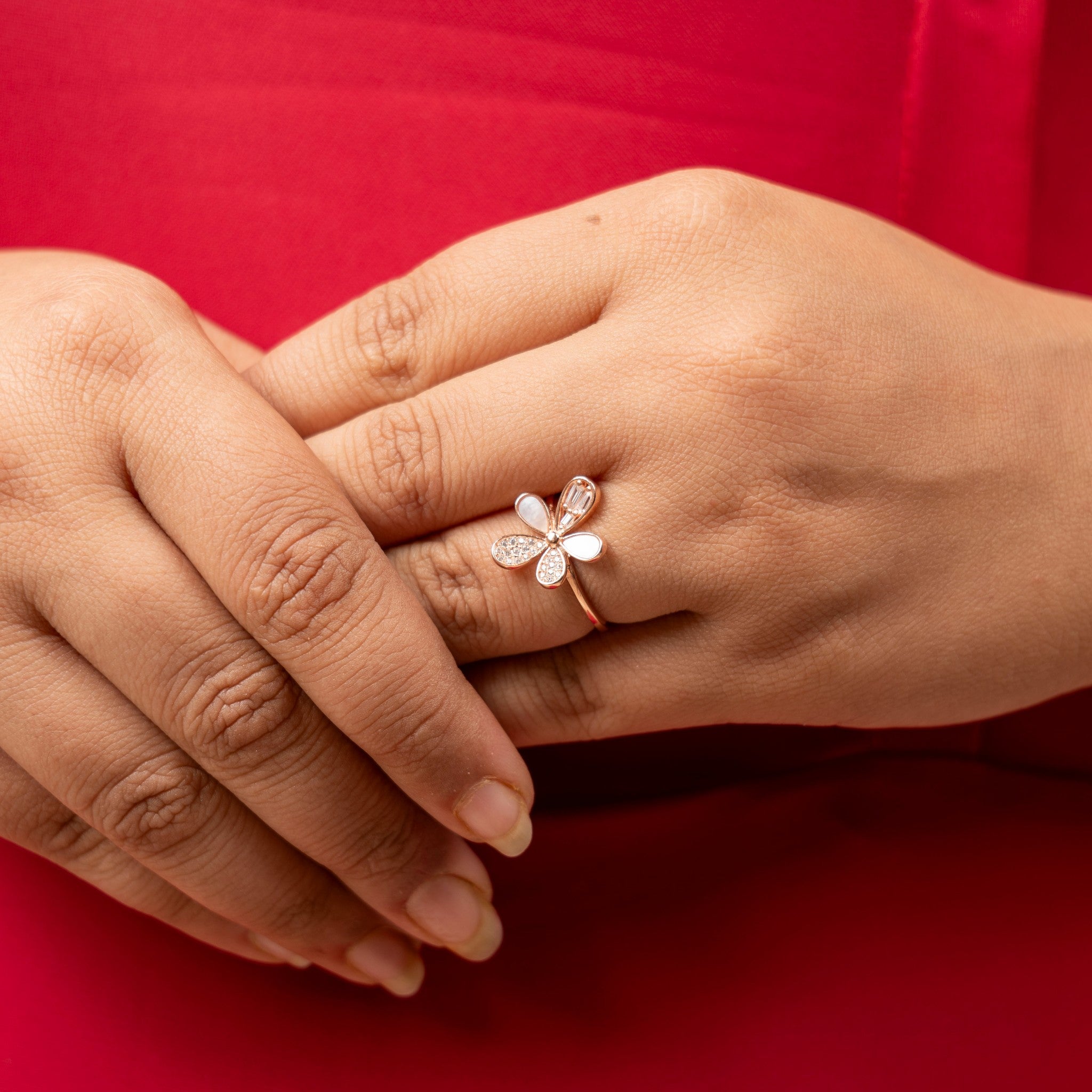 Rose Gold MOP Petal Ring