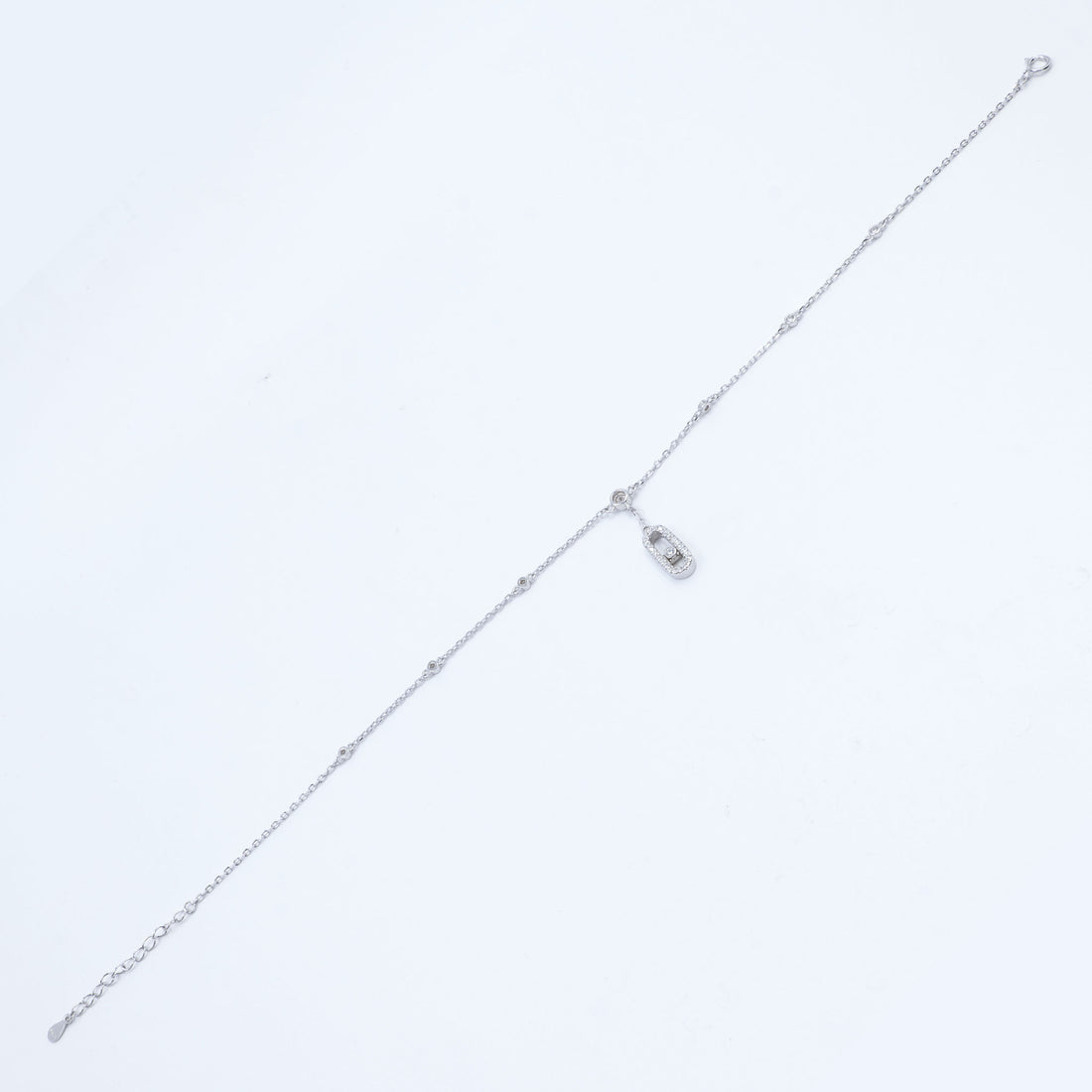 Sterling Silver Lock Charm Anklet