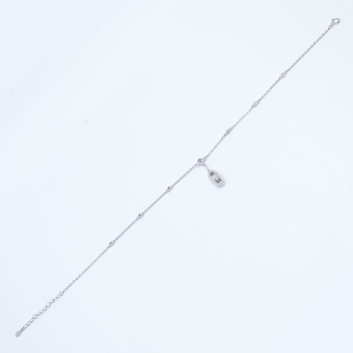 Sterling Silver Lock Charm Anklet