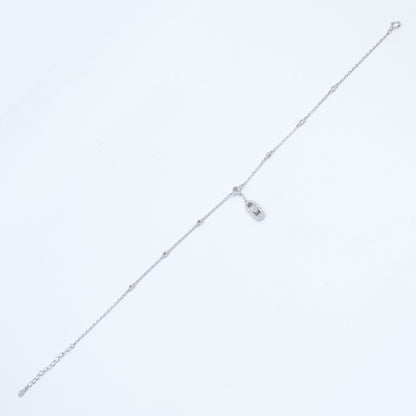 Sterling Silver Lock Charm Anklet