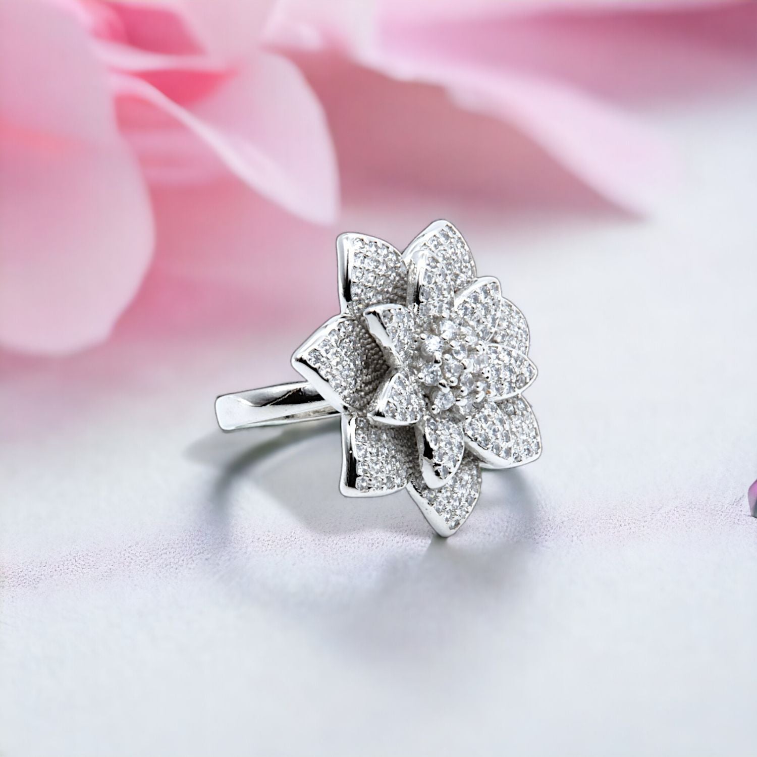 Radiant Lotus Flower Ring