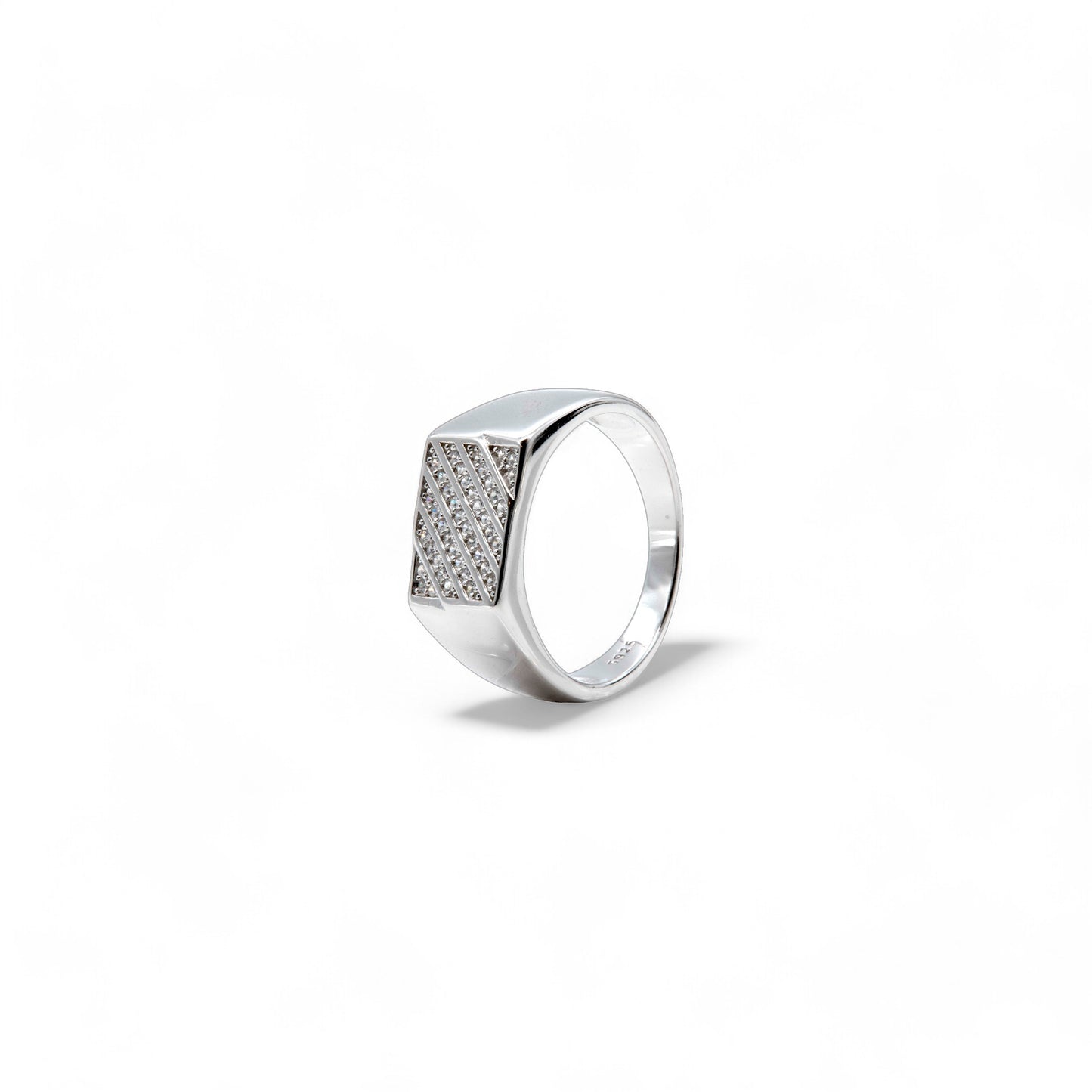 Men's Diagonal Stripe CZ Ring