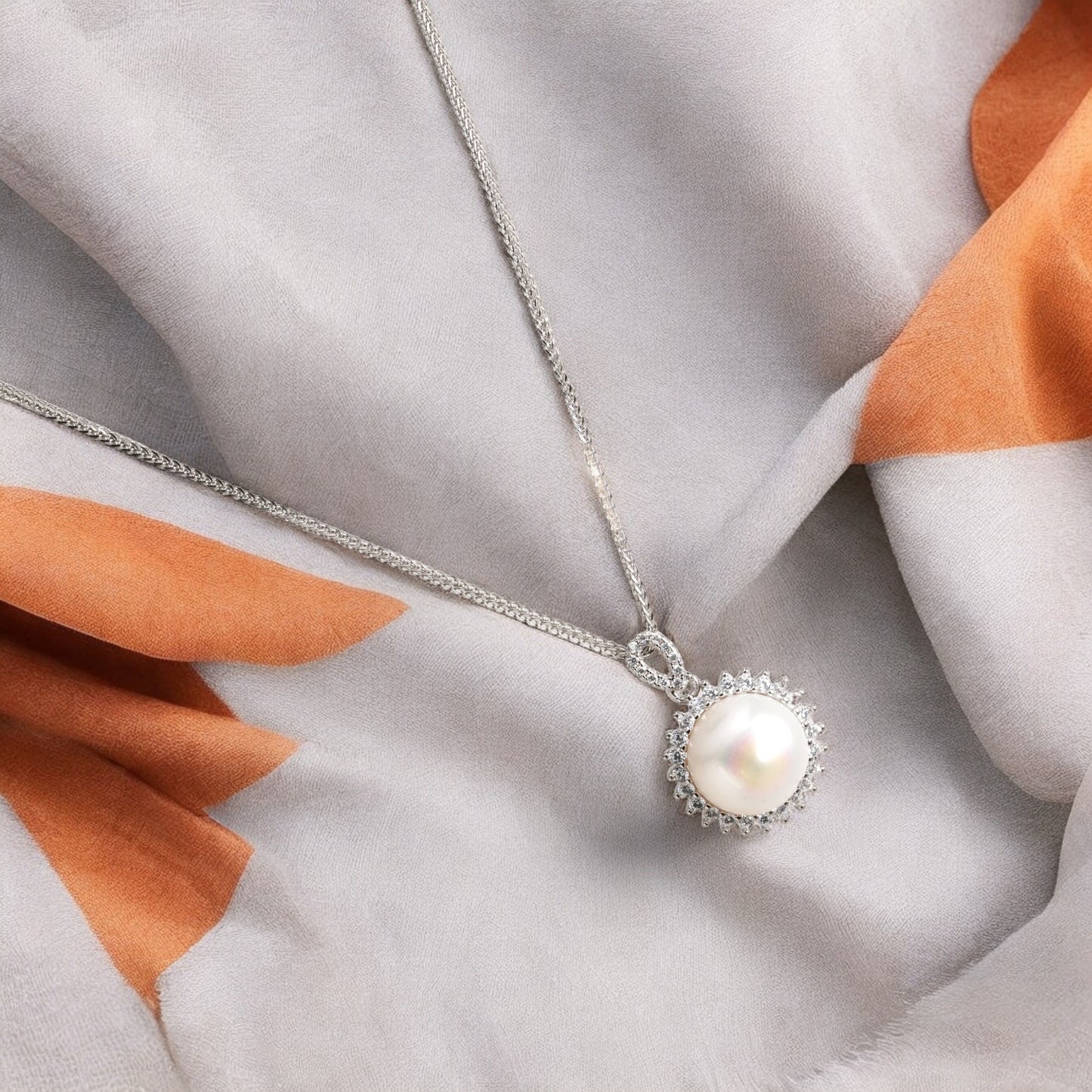 Luna Pearl Halo Pendant