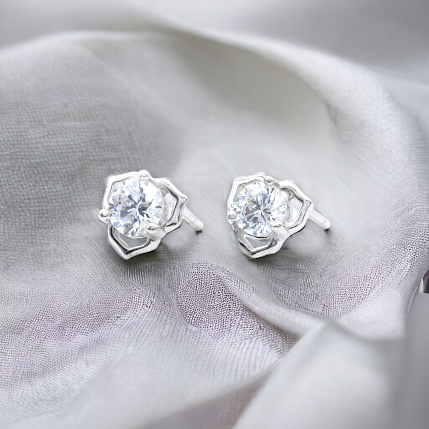 Tiny Crystal Blossom Stud Earrings