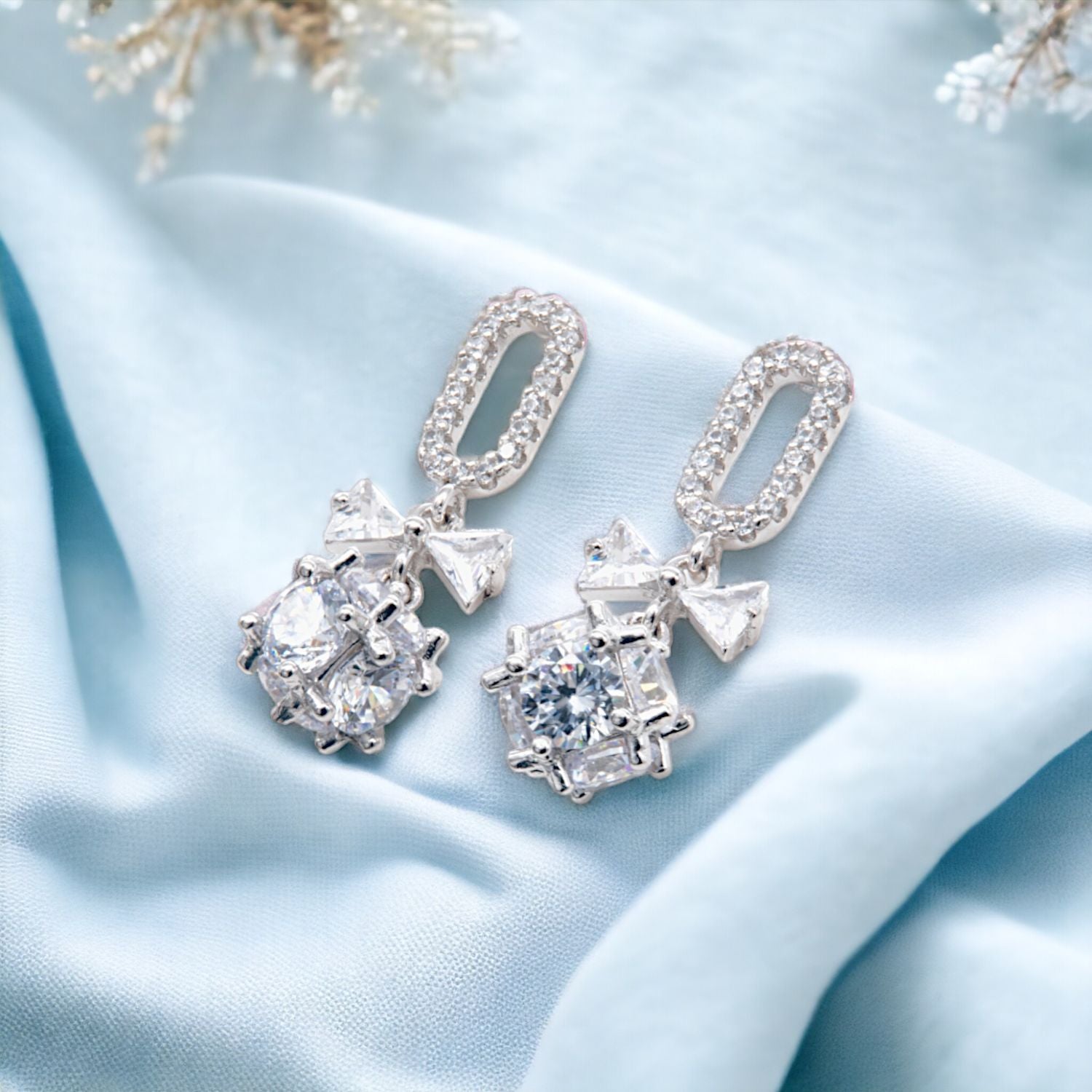 Bow and Crystal Drop Earrings