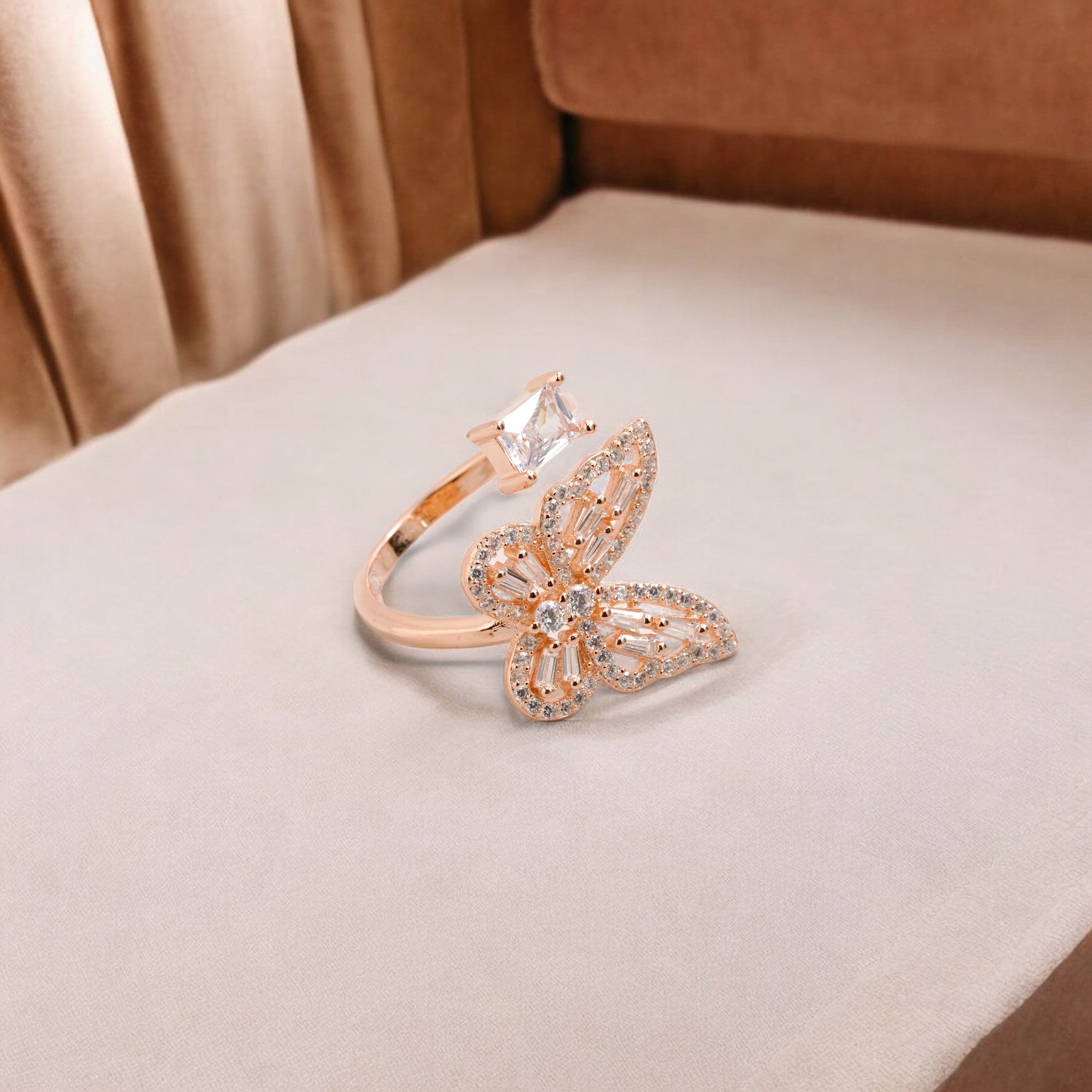 Butterfly Baguette Zircon Ring