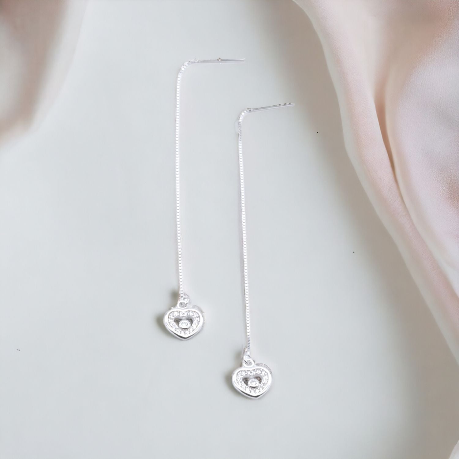 Heart Charm Sui Dhaga Earrings