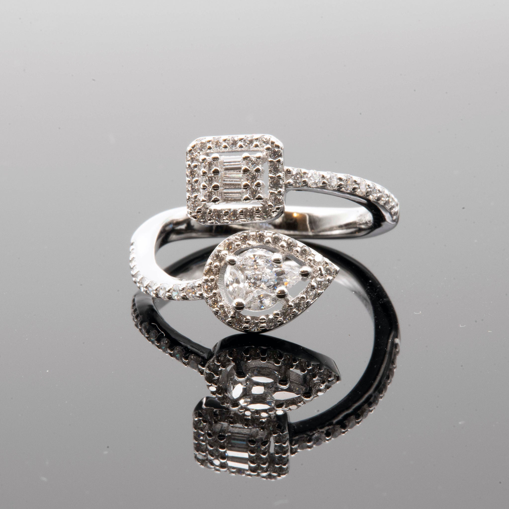 Dual Halo Zircon Ring