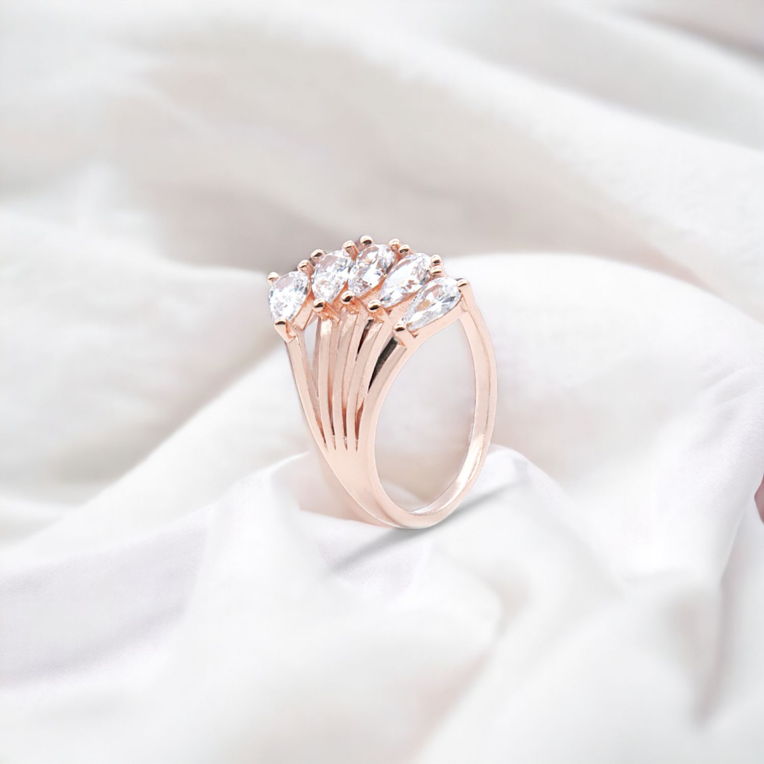 Rose Gold Marquise Cascade Ring