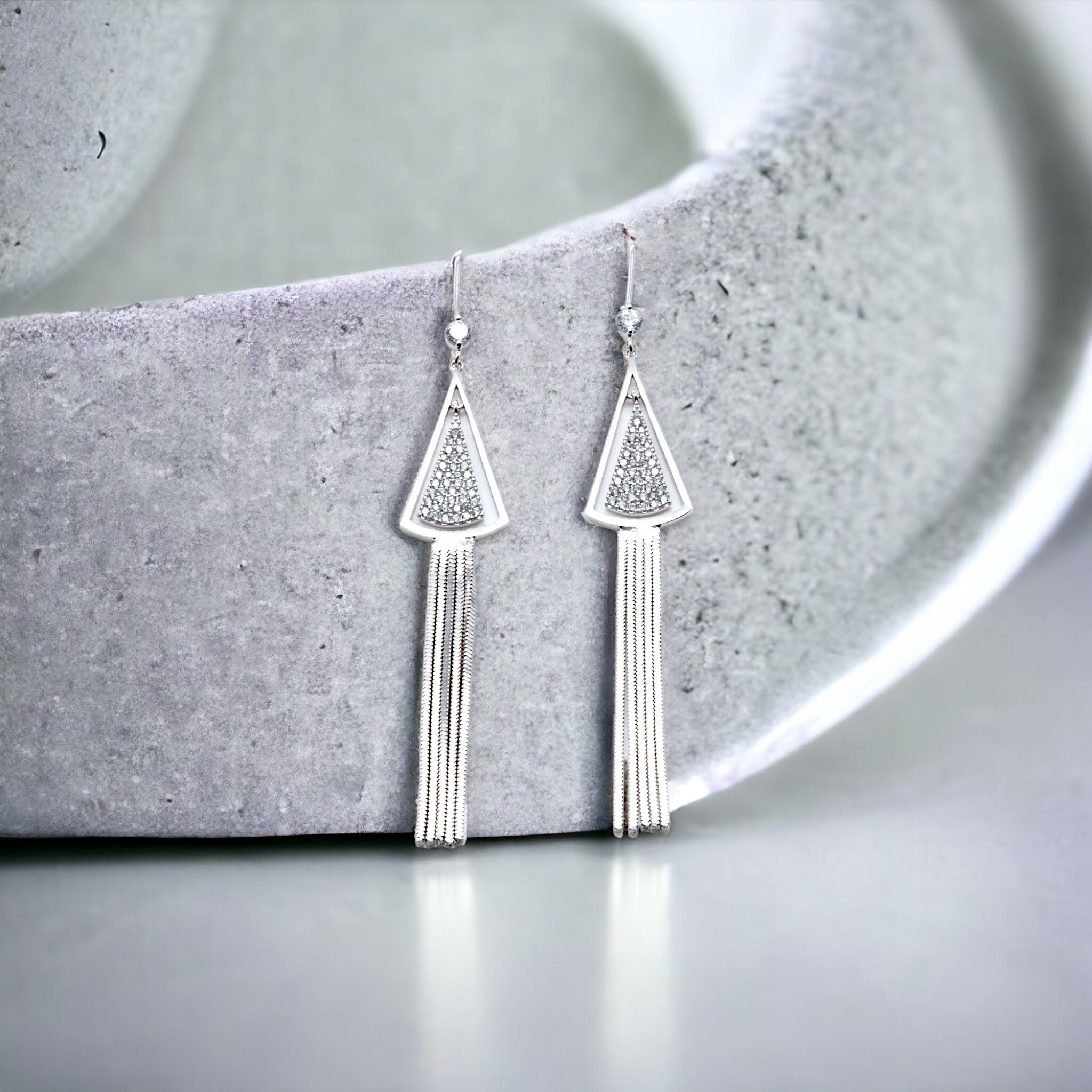 Silver Tassel Drop Earrings
