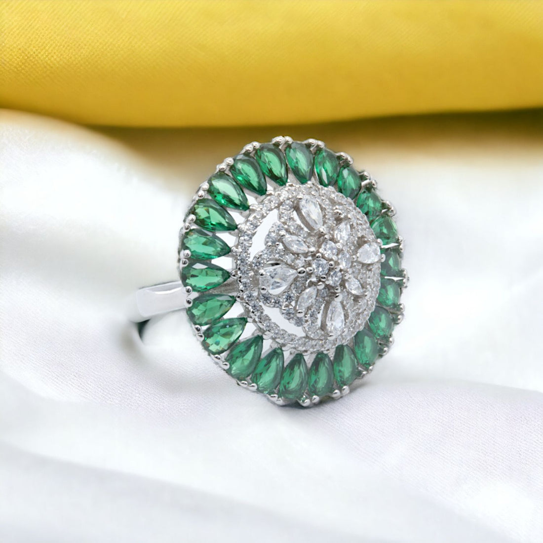 Emerald Radiance Halo Ring