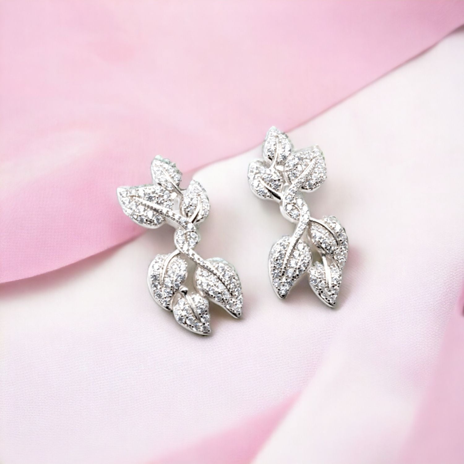 Crystal Leaf Earrings