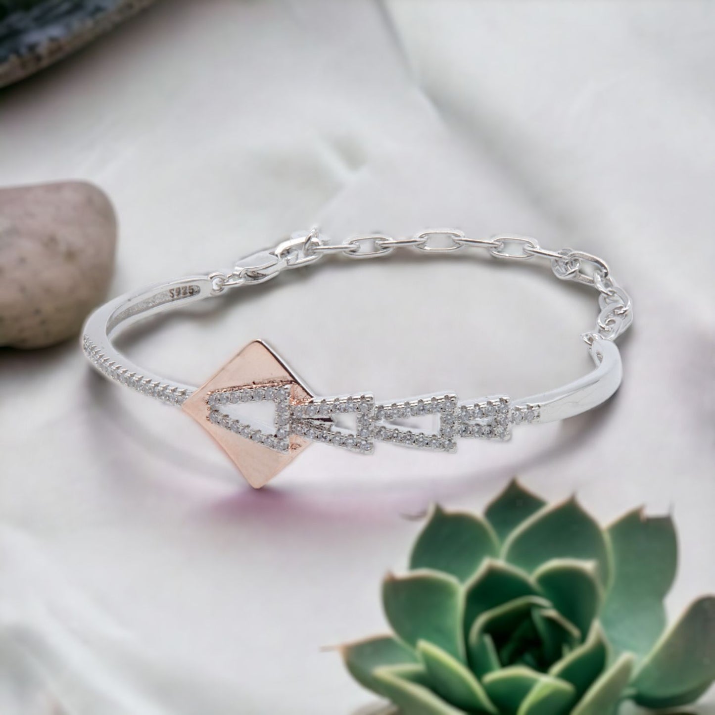 Geometric Grace Rose Gold Bangle