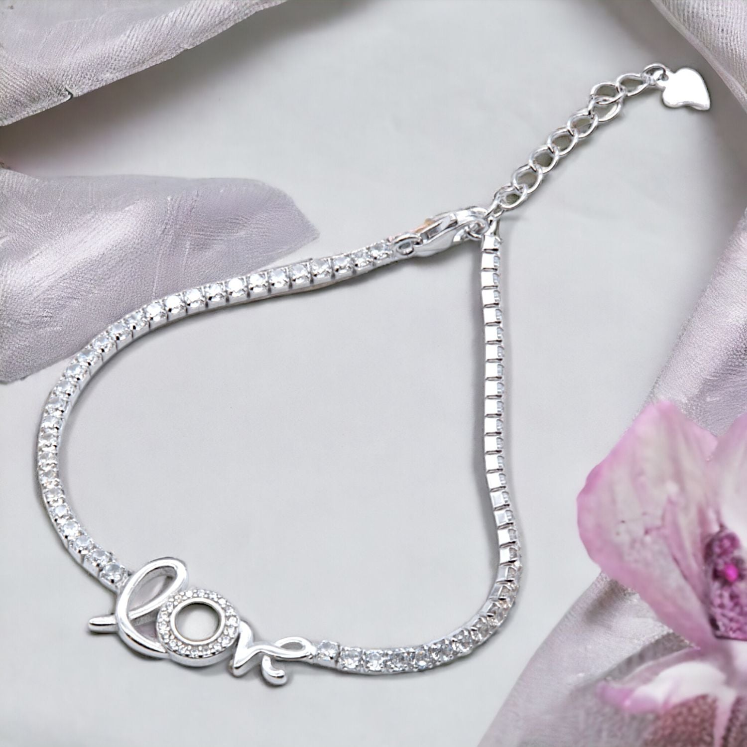Love Script Silver Bracelet