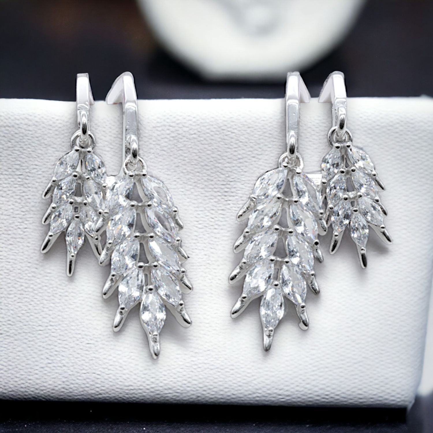 Crystal Leaf Earrings