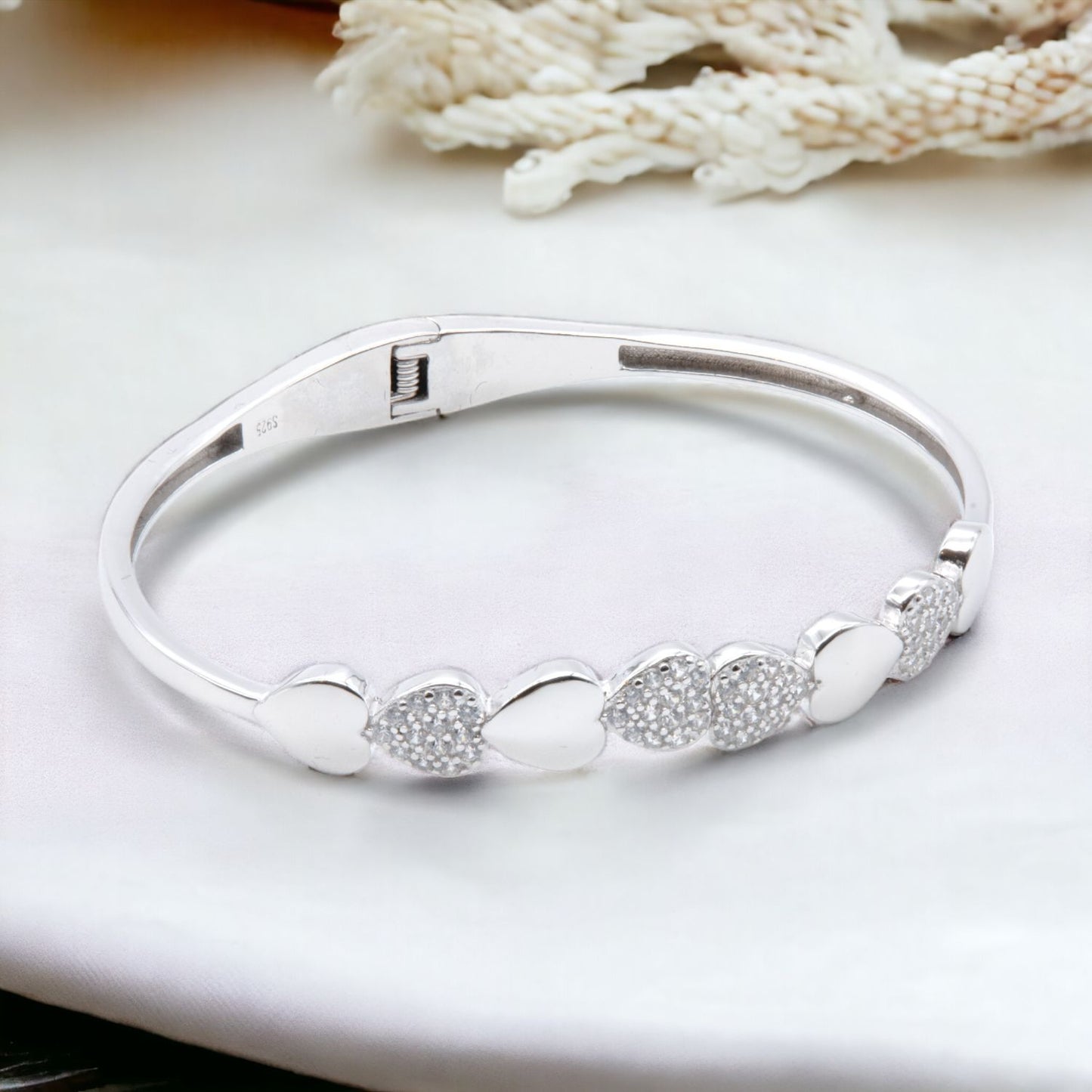 Heart's Desire 925 Sterling Silver Bangle