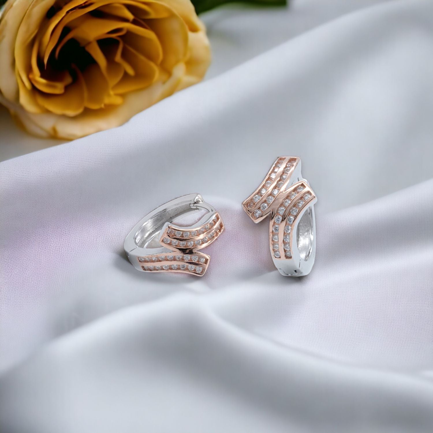 Two-Tone Wave Earrings