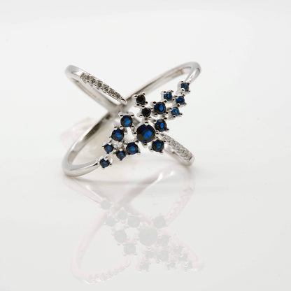 Blue Sapphire Criss-Cross Ring