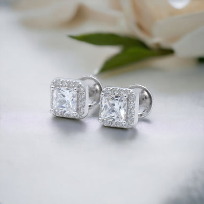 Square Halo Stud Earrings