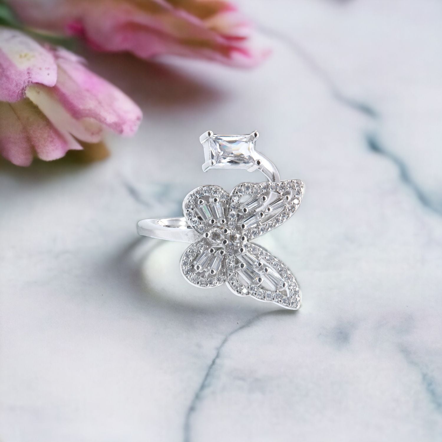 Butterfly Baguette Zircon Ring