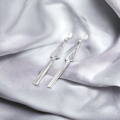 Silver Tassel Drop Earrings