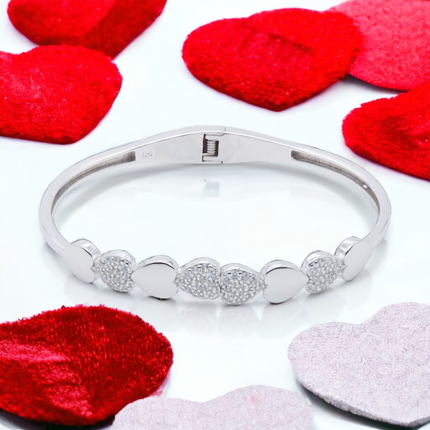 Heart's Desire 925 Sterling Silver Bangle