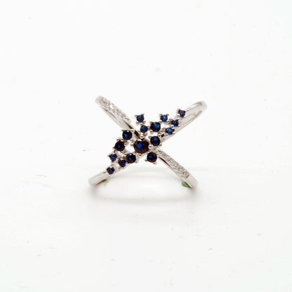 Blue Sapphire Criss-Cross Ring