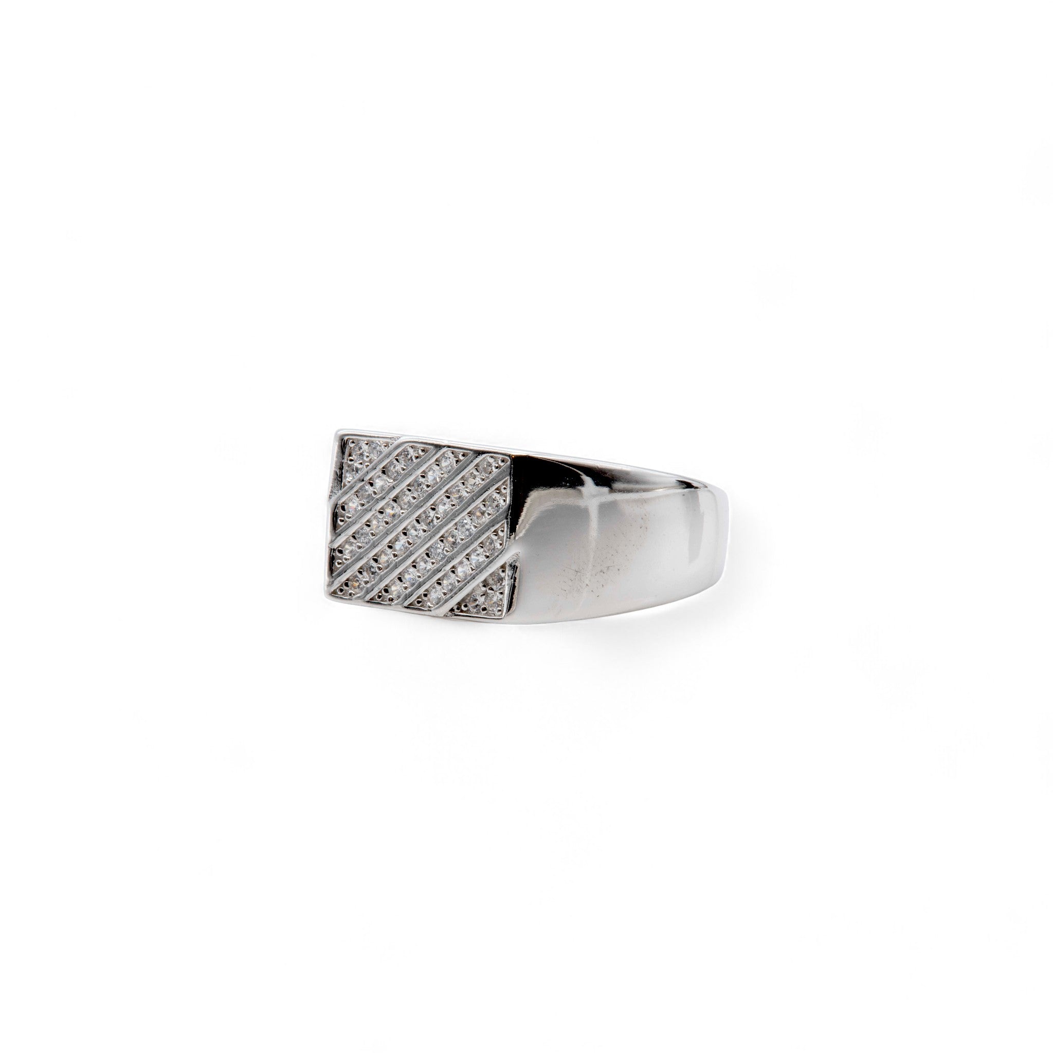 Men's Diagonal Stripe CZ Ring