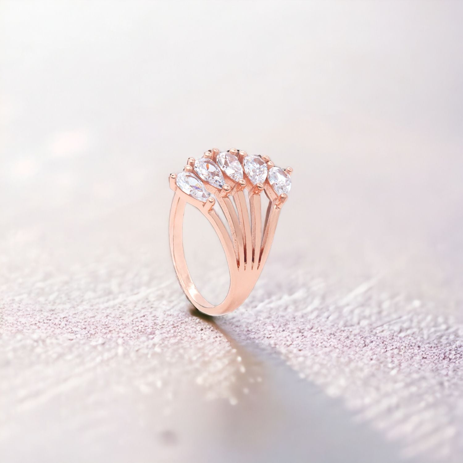 Rose Gold Marquise Cascade Ring