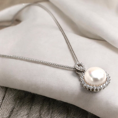 Luna Pearl Halo Pendant