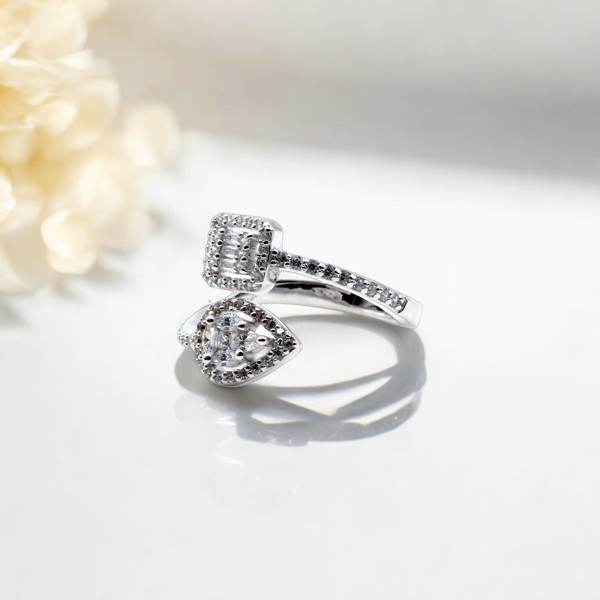 Dual Halo Zircon Ring