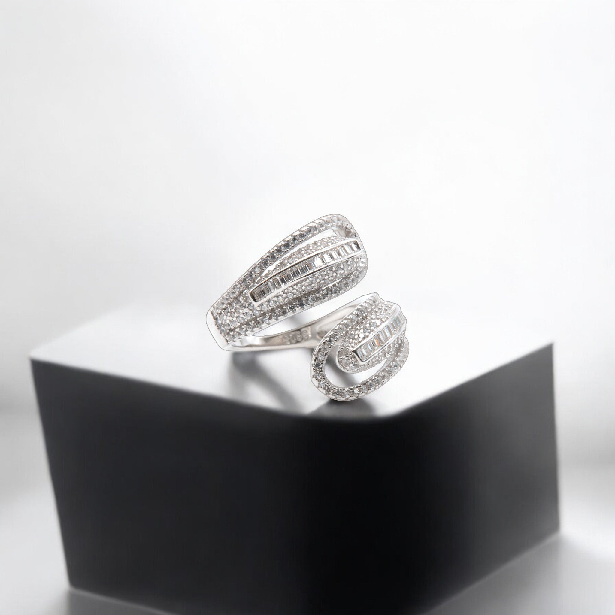 Baguette and Pave Twist Ring