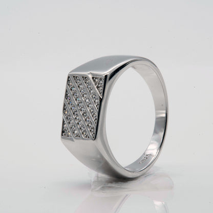 Men's Diagonal Stripe CZ Ring