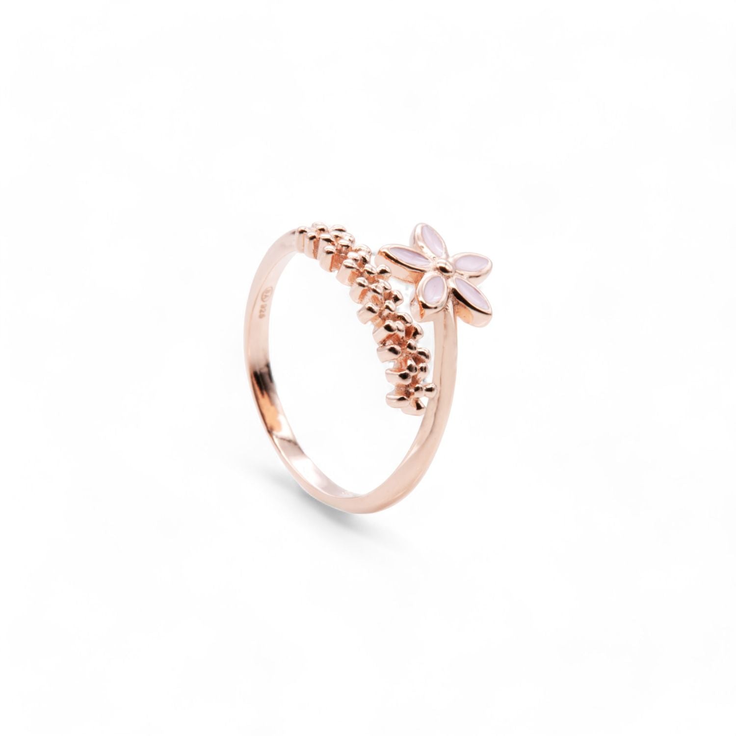 Rose Gold Blossom Enamel Flower Ring